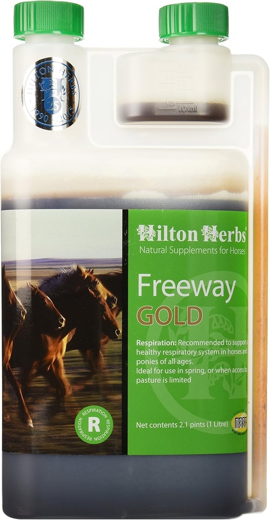 Hilton Herbs Freeway Gold Liquid Respiration Suplemento para caballos, 2.1pt Bottle