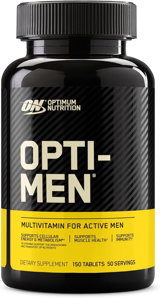 Optimum Nutrition Opti-Men, Vitamina C, Zinc y Vitamina D, E, B12 para Immune Support Mens Daily Multivitamin Suplemento, 150 Conde (Packaging May Vary)