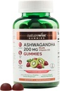 NatureWise Ashwagandha Gummies - Strawberry Kiwi - KSM-66 con vitamina D3 - Mood Calming Support - Vegetarian - Non-GMO, Gelatin y Gluten Gratis - 90 Conde[45-Day Supply]