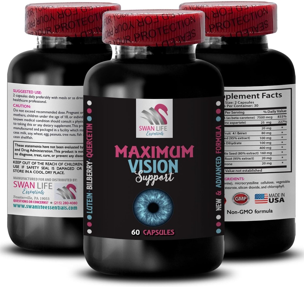 Visión diaria - Suplemento de Visión Ocular - Visión Crítica, mejor visión, enfoque de afeitar, claridad visual, visión superior, enfoque de afilar, claridad de ojos, enfoque claro 1 botella 60 cápsulas