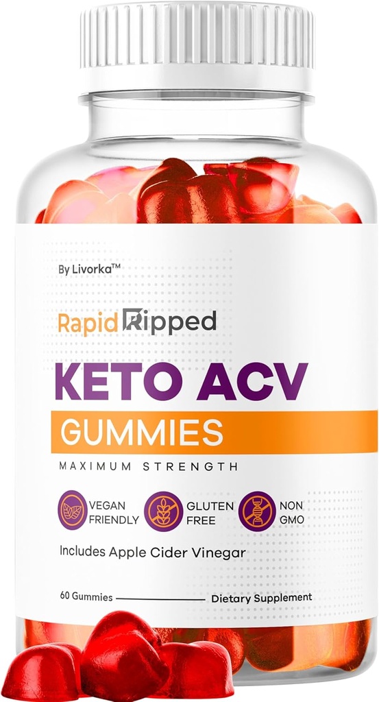 Rapid Ripped Keto ACV Gummies Weight Loss Support, Rapidripped Keto Plus Apple Cider Vinegar Gummy Advanced Formula 1050MG, All Natural Gomitas Reviews, 60 Gummies for 1 Month