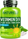 NATURELO Vitamina D - 2500 UI - Planta Basada en Lichen - Natural D3 Suplemento para Sistema Inmunitario, Soporte de Huesos, Salud Conjunta - Vegan - No GMO - Gluten Gratis - 120 cápsulas