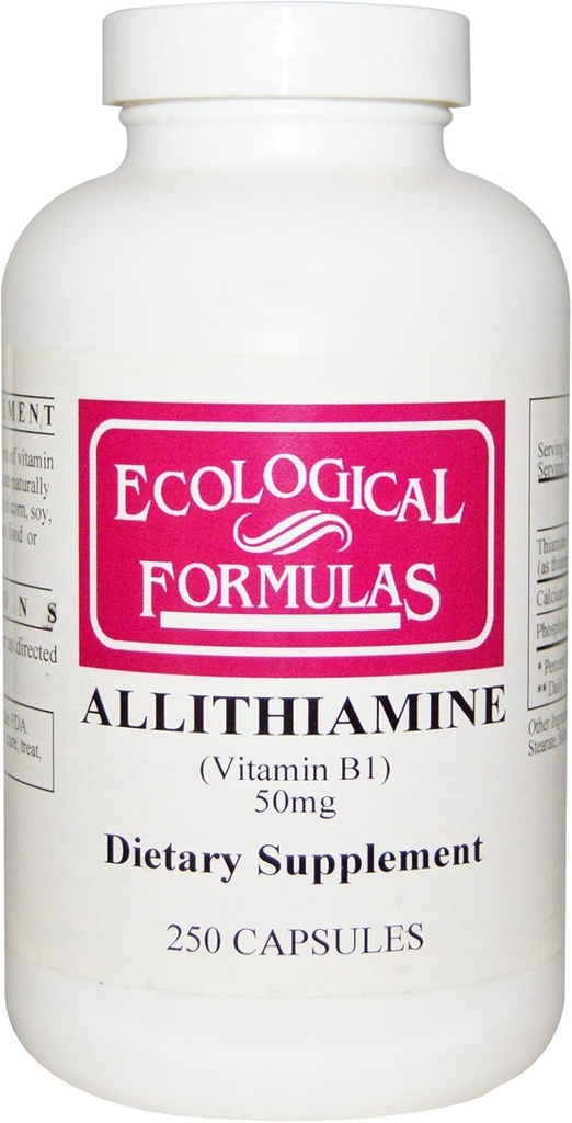 Formulas ecológicas Allithiamine Vitamina B1, 50 mg, 250 cápsulas
