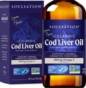 Islandiaic Cod Liver Oil Liquid, Lemon (16oz) - Vitaminas A ' D, EPA & DHA - Ayuda Vision, Skin Membranes & Immune Función - MSC Certified, Non-GMO