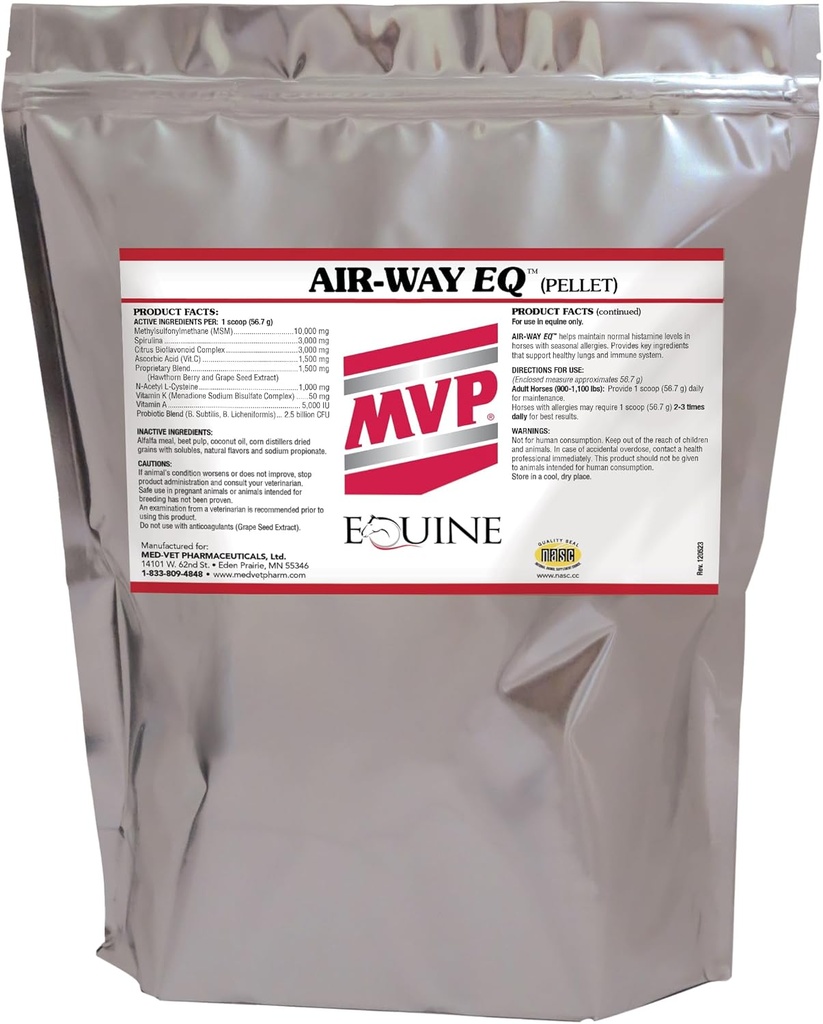 MVP Air-Way EQ (5lb) soporta Función de pulmón saludable y soporte de alergia estacional en caballos