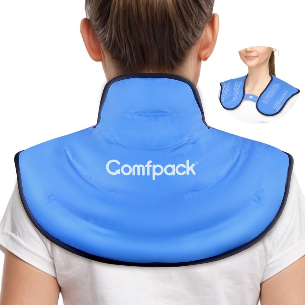 Paquete de hielo para Neck y Alivio de Dolor de hombros, Neck Ice Pack Wrap Gel Reutilizable Terapia de frío caliente de alta espalda Gran paquete de hielo para lesiones, hinchazón, cirugía cervical, Sprain
