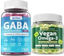 Vegan Omega 3 Gummies 1 Pack + GABA Gummies Azúcar Gratis 2 Pack
