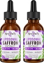 Suplementos de Saffron - 88,5 mg Extracto de Saffron Mejor Bioavailability Liposomal Drops for Mood, Energy, Vision & Focus with Ashwagandha, Turmeric, Magnesium, Zinc, Vitamina B12 &amp; D3, 60 ml, 60 Servings