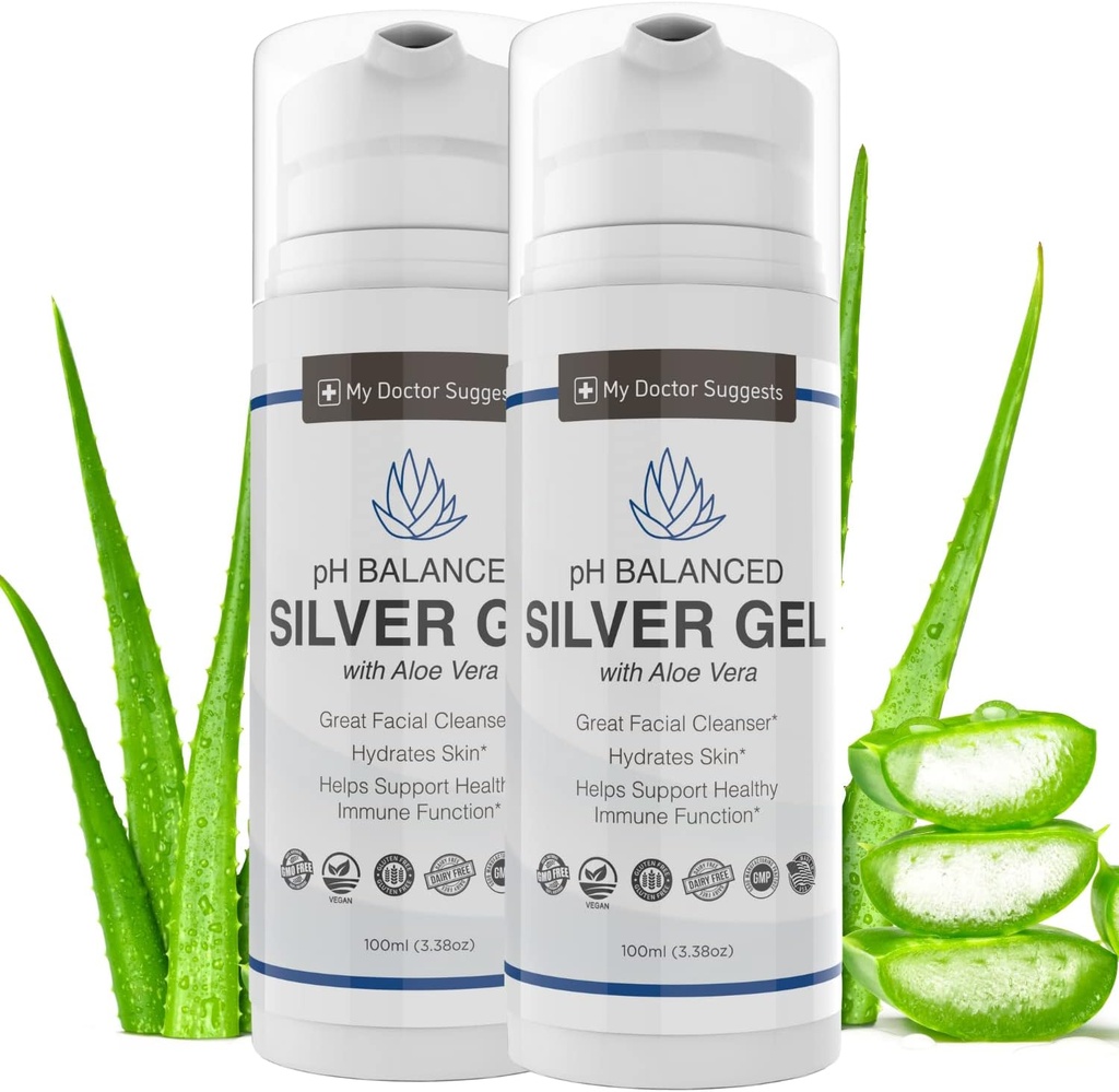 Gel Colloidal de Plata con Aloe Vera, 3.38 oz (Pack de 2)