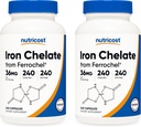 Nutricost Chelated Iron, As Ferrochel, 36mg, 240 Capsules (2 Bottles)