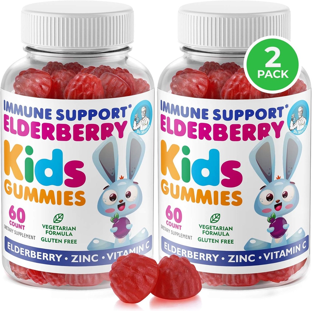 DR. MORITZ Elderberry Gummies for Kids and Adults (2 Pack) - Elderberry Vitamin C and Zinc for Kids Immune Support - Vegetarian, Gluten Free