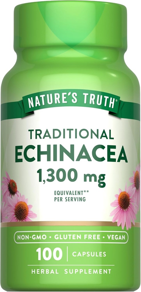 La verdad de la naturaleza Echinacea Extracto Capsules  1300mg ← 100 Conde ← No Gluten Free