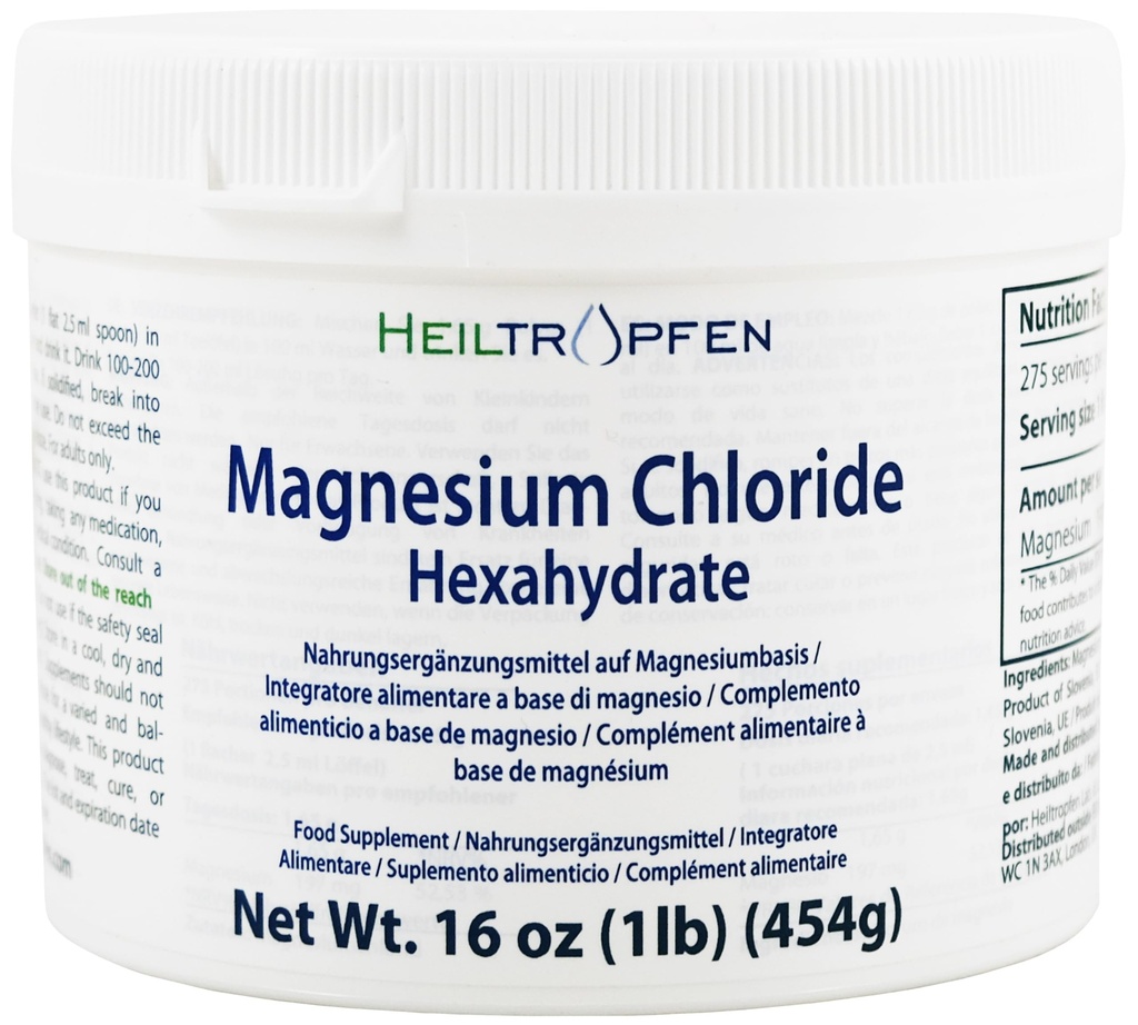 1 Pound Magnesium Chloride Hexahydrate ← Ingredientes de Grado Farmacéutico ← Crystal Powder ← Pure Ph. EUR., BP, USP, 100% tención Heiltropfen®