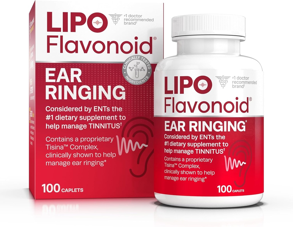 Lipo-Flavonoid Plus Tinnitus Relief - Doctor-Recomendado para Anillos de Anillo - Complejo Bioflavonoide de Limón Clínicamente Proveido con Vitaminas C, B1, B2, B6, B12, &amp; Calcio - 100 Caplets