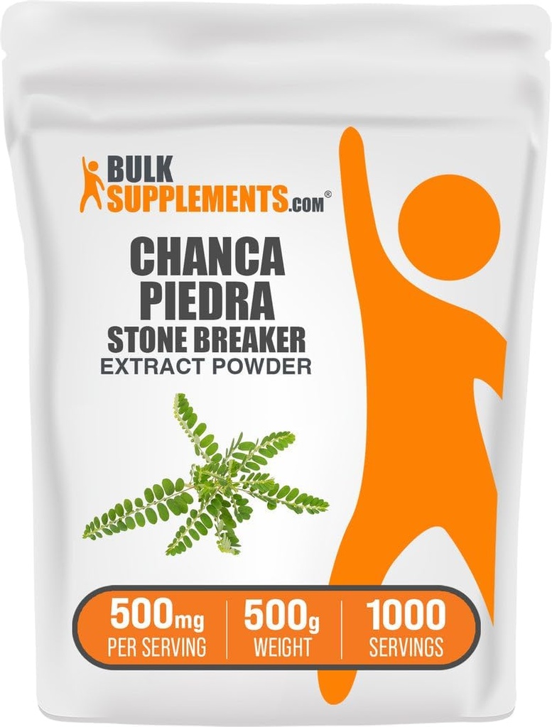 BulkSupplements.com Chanca Piedra Extract Powder - Chanca Piedra Stone Breaker, Kidney Support Supplement - Vegan & Gluten Free, 500mg por Serving, 500g (1.1 lbs) (Pack of 1)