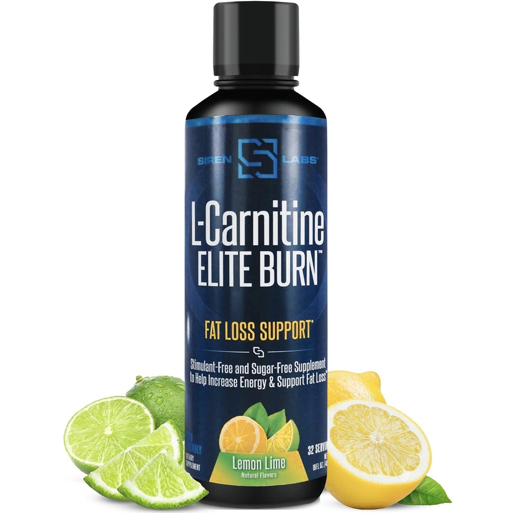 L-Carnitina Elite Burn Liquid Keto Fat Burner y Metabolism Activador - Fat Loss Support Keto Friendly Weight Pérdida Aumentar Energía-Estimulante Gratis - Lemon Lime 3000mg (32 Servings)