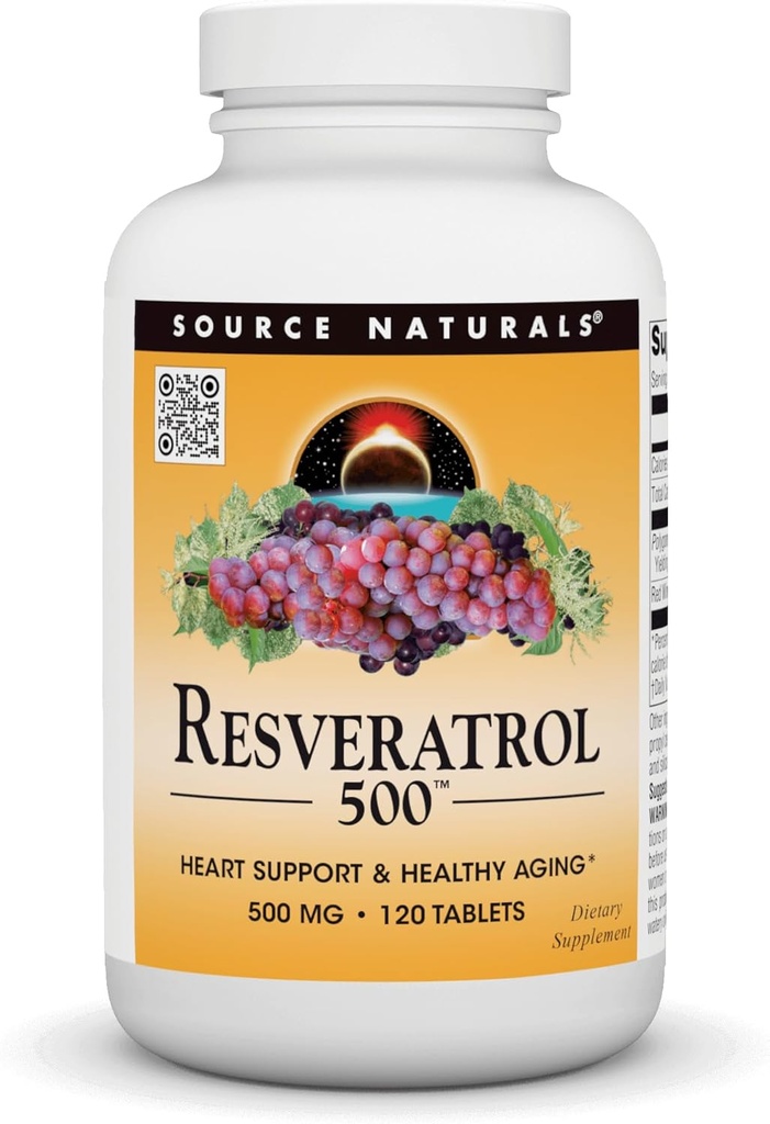 Fuente Naturals Resveratrol 500, Heart Support " Healthy Aging*, 500 mg - 120 Tablets