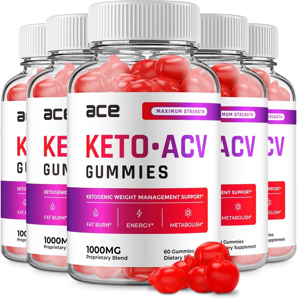 (5 Pack) Ace Keto ACV Gummies - Advanced Formula Ace Keto Plus ACV Gummies Apple Cider Vinegar Ace ACV, Weight Management, Dietary Supplement Reviews Hombre Mujeres (300 Gummies)
