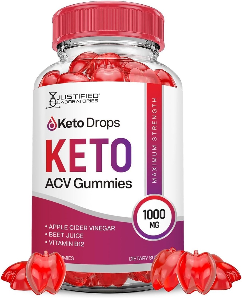 Laboratorios Justificados Keto Drops Keto ACV Gummies Advanced Fórmula 1000MG Keto Drops Keto Gummies Apple Cider Vinegar Formulado con Powder Pomegranate Beet Juice B12 Vegan Non GMO 60 Gummys