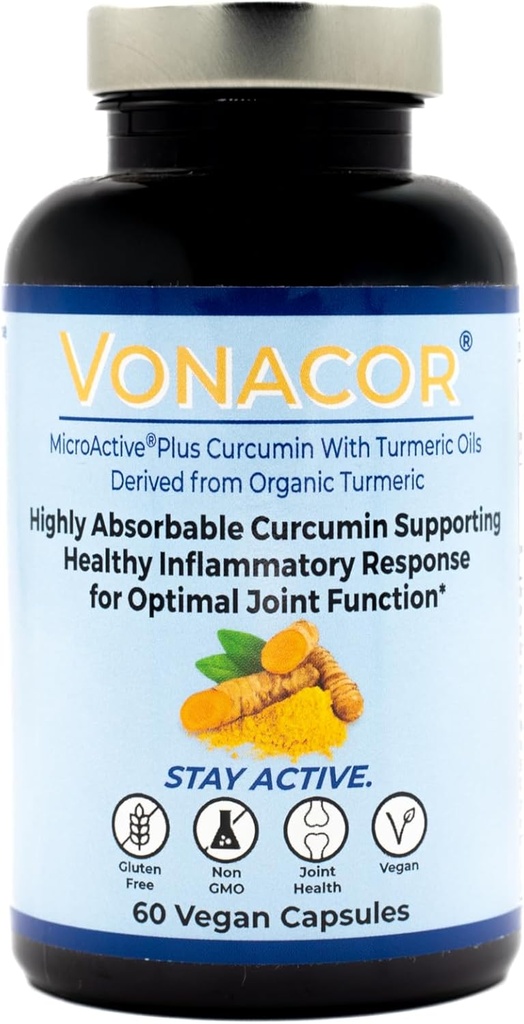 Curcumina microactiva altamente absorbible con extracto de aceite de Turmérico 500 mg para la salud conjunta óptima, vegano, no transgénico, libre de gluten, 60 cápsulas veganas