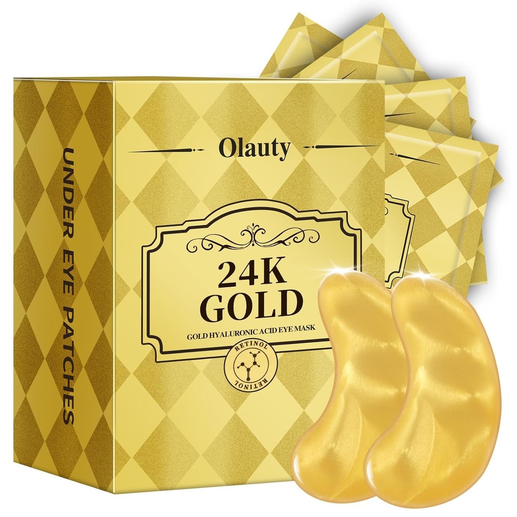 30 Parejas 24K Mascara de Ojo de Oro, Paletas de Ojo para Ojos Puffy y Círculos Oscuros, Cuidado de la Mascara de Ojo, para Hombres