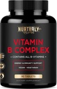 Complejo de vitamina B - Contiene todas las vitaminas B esenciales - B1, B2, B3, B5, B7, B9, B12 y Biotina - Super B Complejo de vitaminas para energía, inmunidad y soporte de orina - 90 Tabletas