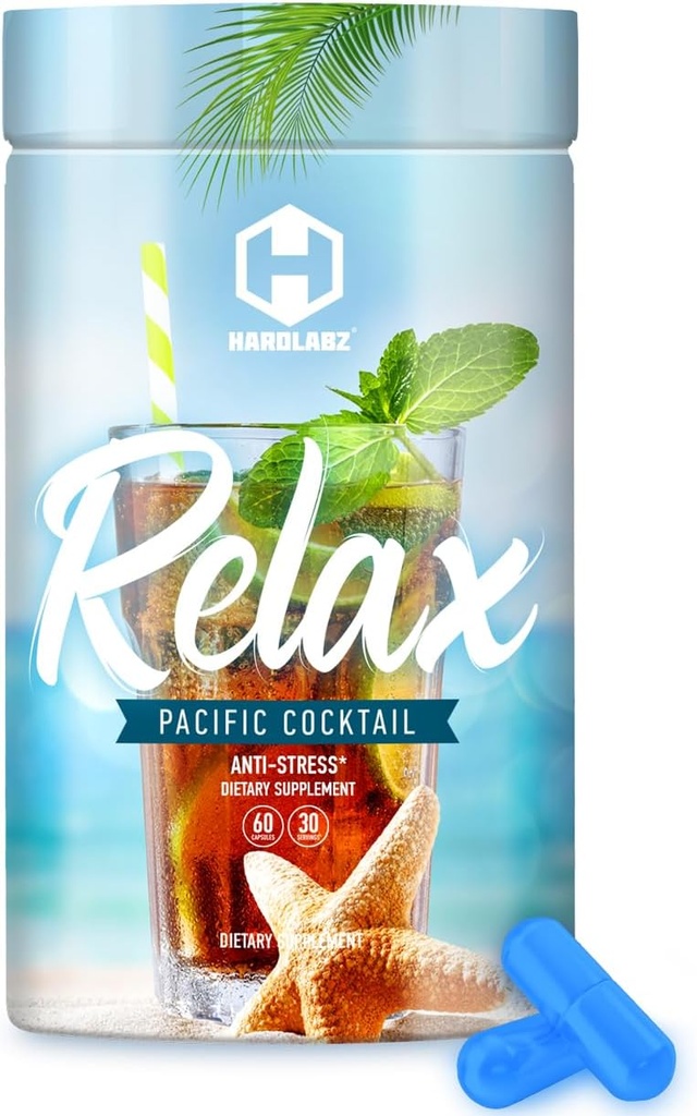 HARDLABZ Relax - Alivio de estrés natural, Apoyo al sueño, Mood Enhancement Herbal Suplemento con Ivan Tea, Valerian, Ginseng, Lavender, Lemon Balm, Motherwort, 60 cápsulas