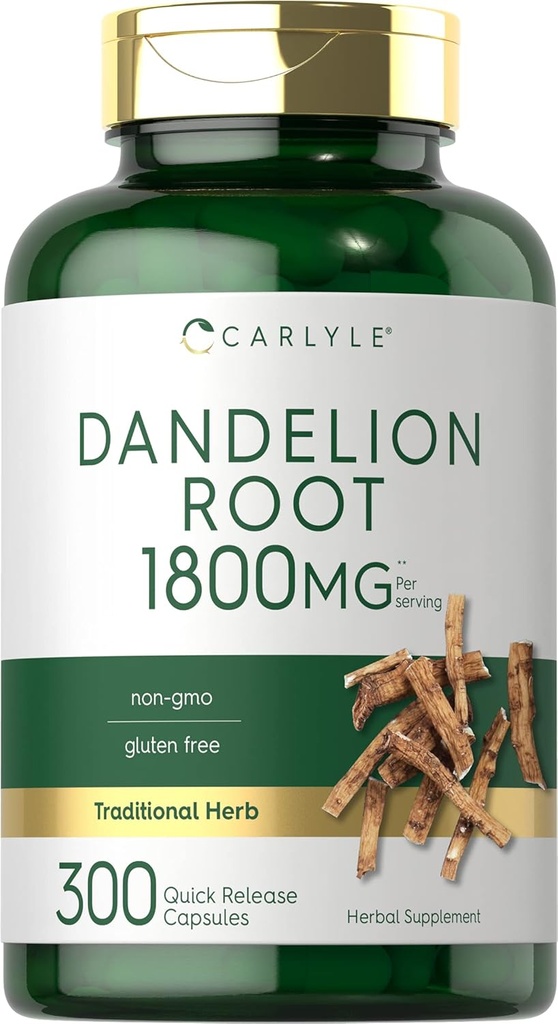 Carlyle Dandelion Root  1800mg ← 300 Capsules ← Non-GMO, Gluten Free Supplement