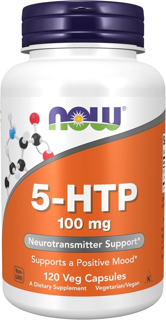 AHORA Suplementos, 5-HTP (5-hidroxitryptofan) 100 mg, Neurotransmisor Soporte*, 120 cápsulas de Veg