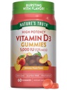 Verdad de la naturaleza Vitamina D3 Gummies ← 5000 UI ← 60 Conteo Silencioso Peach Flavor Silencio Vegetariano, No-GMO &amp; Gluten Suplemento Libre