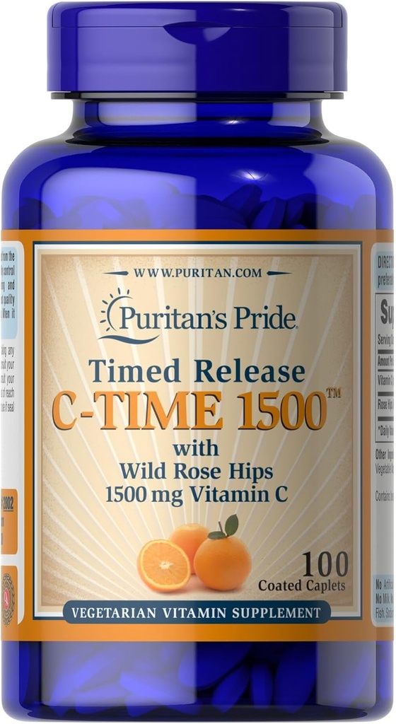 Pride de Puritan Vitamina C 1500 mg con Rose HIPS Caplets, 100 Conde