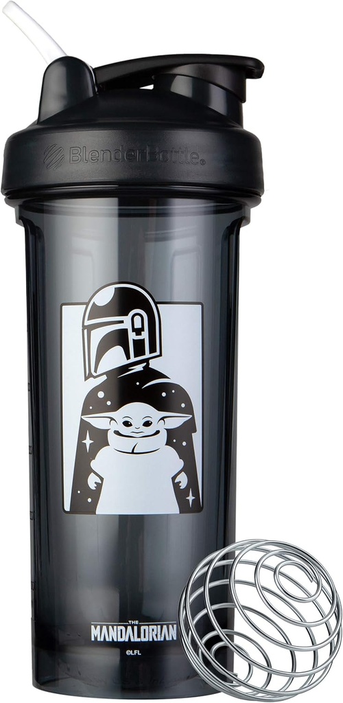 BlenderBottle Star Wars Shaker Bottle Pro Series Perfect for Protein Shakes and Pre Workout, 28-Once, Mandalorian &amp; Child