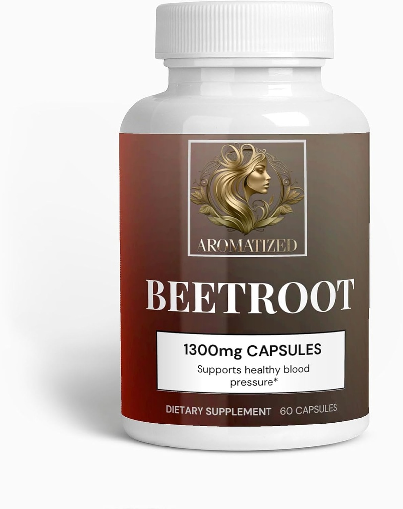Beetroot Herbal Supplement, 60 Capsules - Presión de la sangre, Cardiovascular Health Support, Vegan, 1300mg