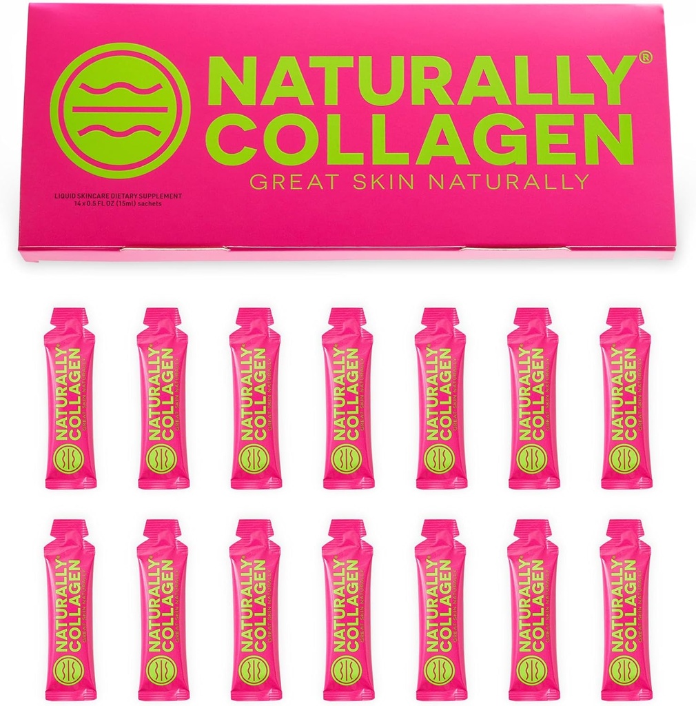 Suplemento Premium de Collagen Marino Hidrolyzed Líquido - 8000 mg de Collagen por Sachet Plus 180mg VIT C - Natural Tropical Fruit Flavour - 14 Sachets por caja