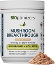 BIOptimizers Mushroom Coffee Alternative – Salted Caramel Drink – Lion’s Mane, Chaga, Reishi + Collagen Peptides for Focus, Energy & Gut Health – Adaptogenic Mushrooms & MCT Powder – 30 Servings