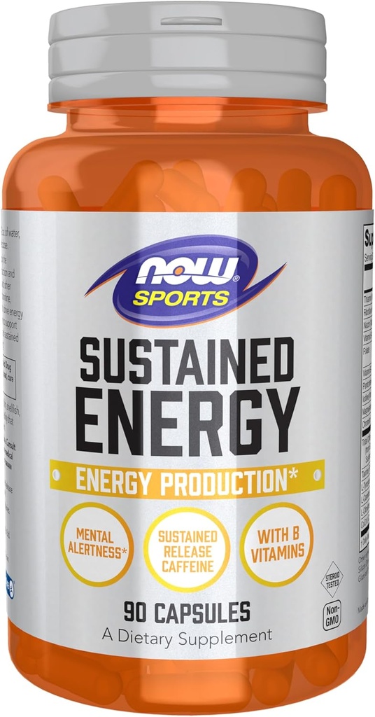 AHORA Foods Sports, Sustained Energy Energy Production* Mental Alertness* Sustained Release Caffeine with B Vitamins 90 Veg Capsules