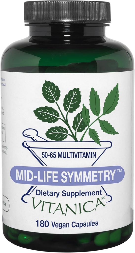 Vitanica - Symmetry, 50-65 High Potency Daily Multivitamin and Mineral, Vegan, 180 Capsules