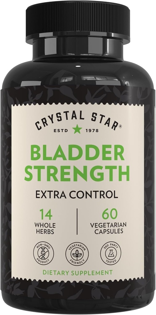 Cristal Star Bladder Strength (60 Capsules) – Herbal Urinary Tract Health and Extra Strength Bladder Control Suplemento, Extracto de Cranberry, Pumpkin Seed Extract, Plantain and Wild Yam Root, Non-GMO