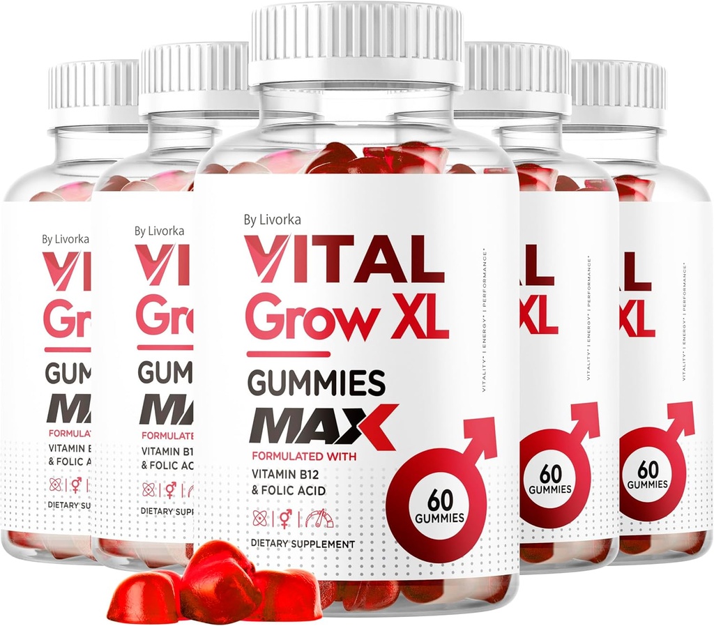 (5 Pack) Vital Grow XL Male Gummies - Hombres Performance Gummies 1050MG Vital GrowXL Blend, Vital Growth Gummy Advanced Formula, 300 Gummies durante 5 meses