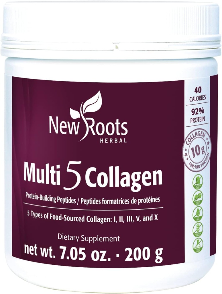 Nuevas raíces ← Multi 5 Collagen Powder Suplemento (Tipos I, II, III, V y X) Collagen hidrolizado - Dairy &amp; Gluten Gratis - 12g por Serving - 7.05 oz