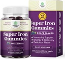 Gummies de Hierro Extrastreza para Mujeres y Hombres - Potente 45 mg por Servir Suplemento Chewable para Mujeres y Hombres con Vitamina C para la Absorción Superior - Vegan Daily Iron Gummy Sin Sabores Artificiales