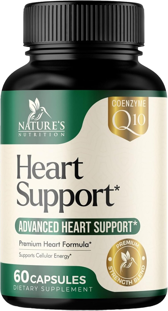 Suplementos cardíacos para hombres y mujeres 1650mg - Antioxidantes para la salud cardíaca Apoyo con CoQ10, Hawthorn, esterol vegetal " Más vitaminas para apoyar la producción de energía de óxido nítrico " , no GMO - 60 cápsulas