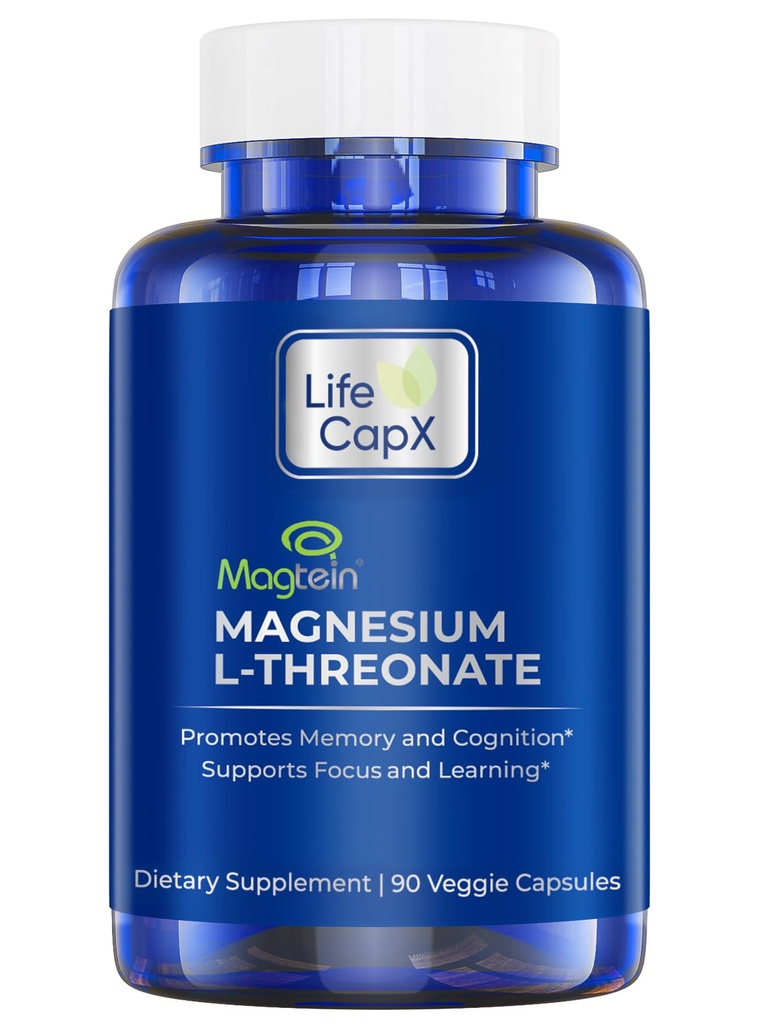 Magnesium L-Threonate Capsules, Original Patented MagteinTM Forma de Magnesio (Mg), Mejorar la memoria, la cognición y la calidad del sueño (90 cápsulas)