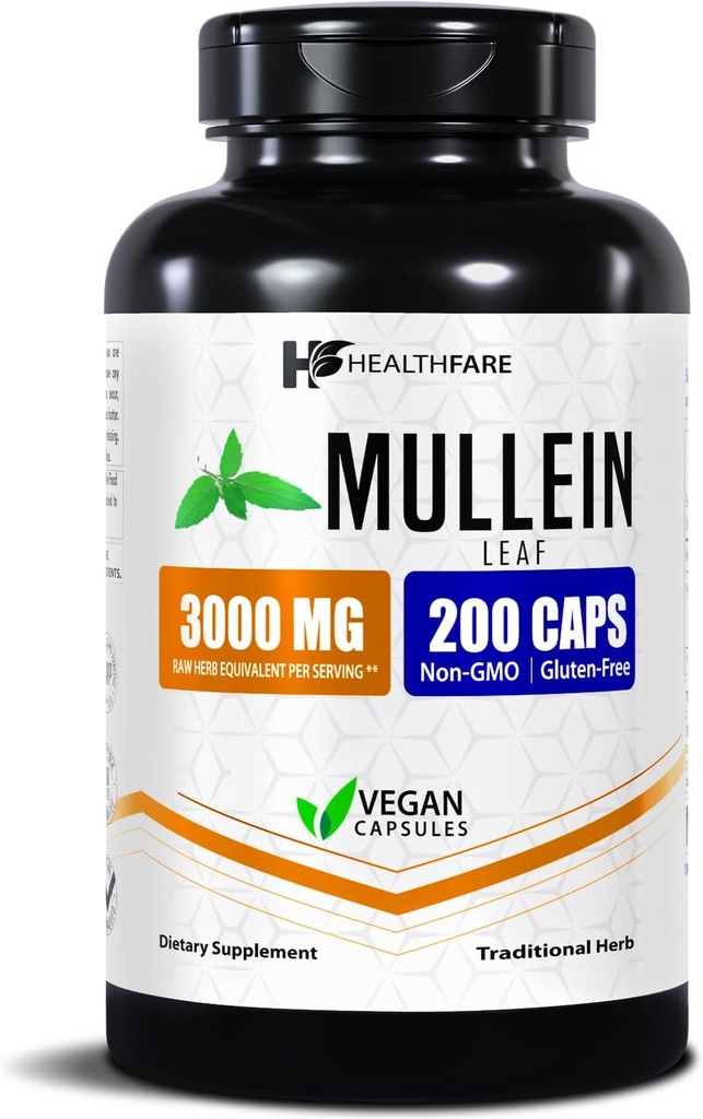 Saludfare Mullein Leaf Extract 3000mg ← 200 Vegan Capsules ← Extra Strength Herbal Supplement ← Soporta Wellness &amp; Balance ← Non-GMO, Gluten-Free Ø Made in USA
