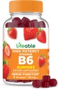 Lifeable Vitamina B6 Gummies TENIDO 100mg TENIDO Great Tasting VIT B6 Suplemento TEN Vegan B6 Vitaminas para Nerve Apoyo Suplemento Silencio Vitamina B 6 para Adultos, Hombres, Mujeres ANTE 60 Gummies