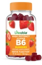 Lifeable Vitamina B6 Gummies TENIDO 100mg TENIDO Great Tasting VIT B6 Suplemento TEN Vegan B6 Vitaminas para Nerve Apoyo Suplemento Silencio Vitamina B 6 para Adultos, Hombres, Mujeres ANTE 60 Gummies