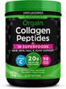 Orgain Hidrolyzed Collagen Powder + 50 Superfoods Orgánicos Para Hombres Mujer, 20g Grass Colágeno con Vitamina C, Desflavorado - Pelo, Piel, Nail, " Suplemento de Soporte Conjunto, No GMO, Tipo I " III, 1lb