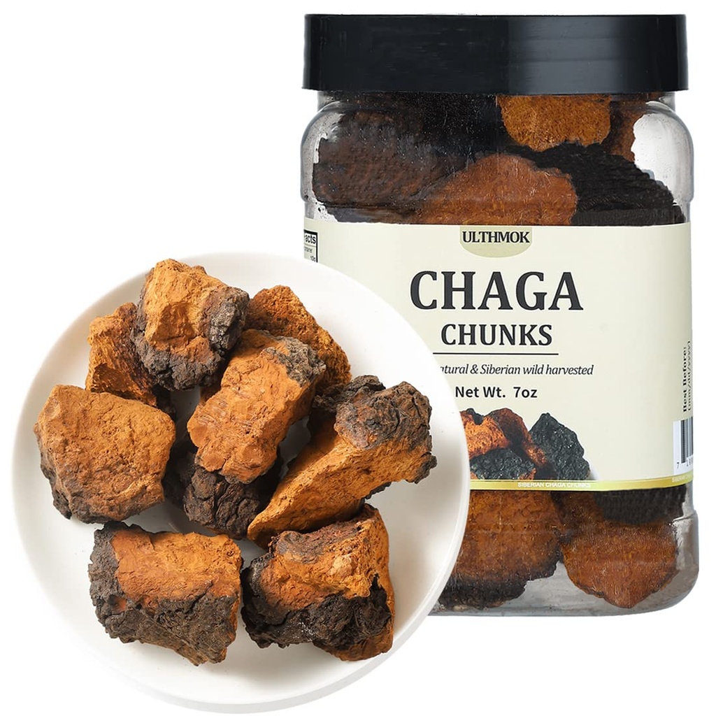 Chaga Premium Mushroom Chunks 7 Oz/199g,Selected Natural Chaga Mushroom Tea,100% Siberian Wild Harvested.