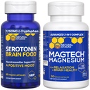 NATURAL STACKS MagTech Magnesium + Serotonin Brain Food Bundle - Supports Relax, Brain Health &amp; a Positive Mood* - 150 Total Capsules