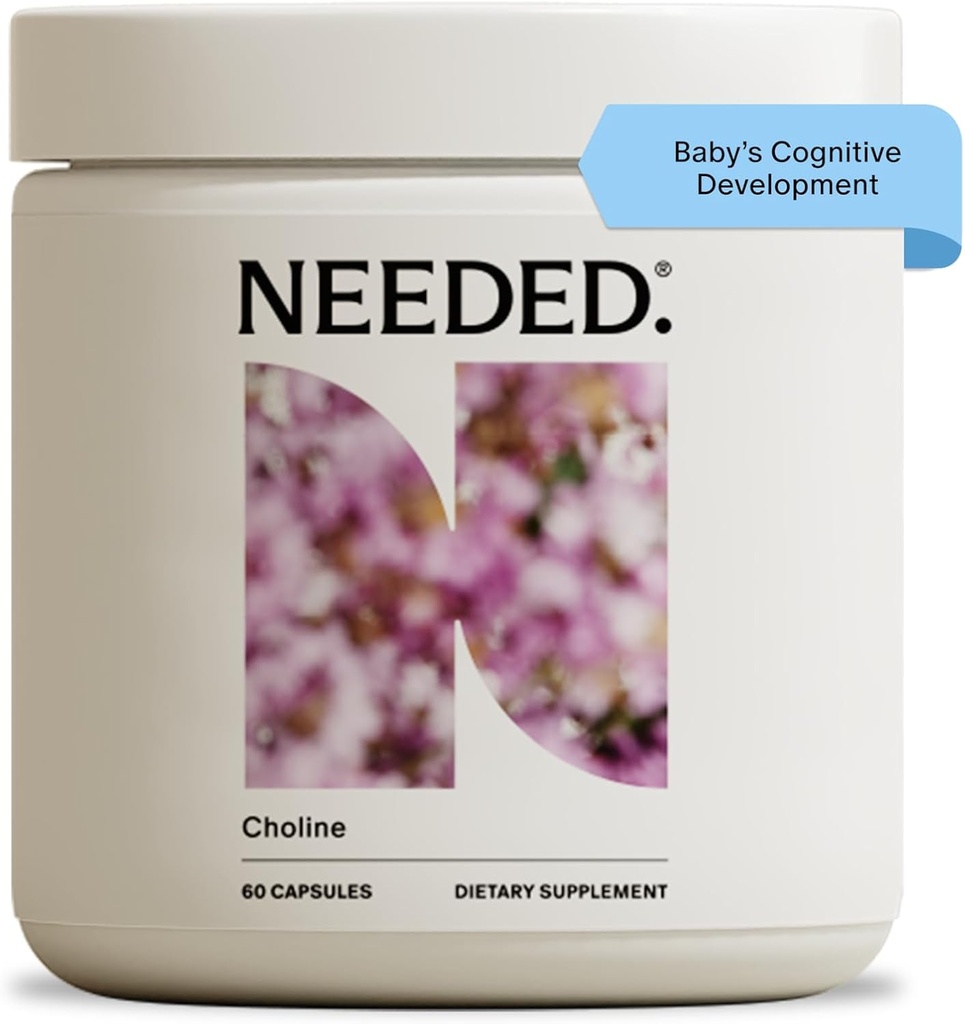 Needed. Prenatal Choline for Cognitive Development - Choline Supplement Aids Baby Brain Development - Supports Healthy Pregnancy & Metabolism - Third Party Tested - 60 Capsules